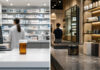 Opinion: The Coming Divide Between Pharma THC and Retail Cannabis Split-screen comparison of a pharmacy prescription counter and a modern cannabis dispensary retail counter, illustrating the potential divide between pharmaceutical THC and retail cannabis.